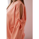 Kesi Set of sweatshirts with a bow on the sleeves and leggings salmon | shoptok.hr