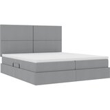  Krevet s LED trakama Svijetlo siva 200 x 200 cm tkanina | shoptok.hr