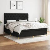 vidaXL Krevet s oprugama i madracem crni 180x200 cm od tkanine | shoptok.hr