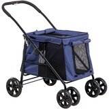PawHut Voziček za pse, zložljiv voziček za pse, voziček za pse z blazino, voziček za mačke, moder, (5000240107) | Shoptok.si