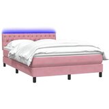  Box spring postelja z vzmetnico roza 140x210 cm žamet, (22011228) | Shoptok.si