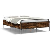 Maison Chic Posteljni okvir - Dvoposteljna postelja - Zakonska postelja dimljeni hrast 140x190 cm inž. les in kovina-J14283, (21773038) | Shoptok.si