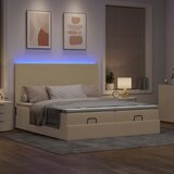 vidaXL Otomanski okvir kreveta s madracima krem 200x200cm od tkanine Cijene