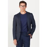 ALTINYILDIZ CLASSICS Men's Navy Blue Slim Fit Narrow Cut Mono Collar Printed Jacket cene