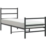 vidaXL Kovinski posteljni okvir z vzglavjem in vznožjem črn 75x190 cm | Shoptok.si