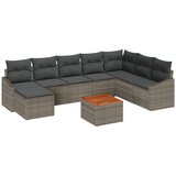 vidaXL 9-delni vrtni kavč z blazinami Siva Poli Ratan Akacija, (22091871) | Shoptok.si