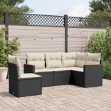Maison Chic Seti vrtnega pohištva - Vrtna garnitura - Vrtni pohištvo set 5-delna z blazinami črn poli ratan, (21819132) | Shoptok.si
