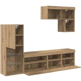 TV stenske enote z LED lučmi 6 pcs Umetni hrast Konstruiran les, (5000112689) | Shoptok.si
