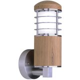 Elstead Lighting Elstead Poole Zunanja stenska svetilka z 1 lučjo, nerjaveče jeklo, tikovina IP44, E27, (22100151) | Shoptok.si