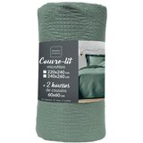 Douceur d intérieur Zelen komplet pregrinjala in prevleke za vzglavnik iz mikrovlaken 240x260 cm Romane – | Shoptok.si