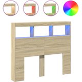 Ormarić za uzglavlje s LED svjetlima boja hrasta 120x17x102 cm | Eponuda.com