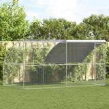 vidaXL Kletka za piščance srebrna 400 x 200 x 198.5 cm Pocinkano jeklo Cene
