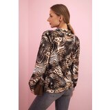 Kesi Women's sweatshirt with animal print and zipper beige | shoptok.hr