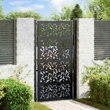 vidaXL Vrtna vrata črna 105x180 cm dizajn jeklenih listov | Shoptok.si