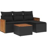  The Living Store Vrtna sedežna garnitura 5-delna z blazinami črn poli ratan - Vrtna Sedežna Garniture, (21460856) | Shoptok.si