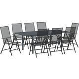 vidaXL set za hodnik od 9 komada u antracitnom čeliku, proširivi vrtni stol Antracit (140-210)x90x73 cm čelik | shoptok.hr