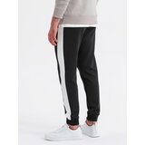 Ombre Men's sweatpants joggers with contrasting stripes - black | Shoptok.si
