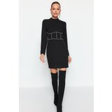 Trendyol Black Fitted Evening Dress with Sequins Cene