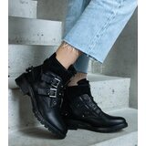 Gemre Black ankle boots embellished with studs on a flat heel Neffa | Shoptok.si
