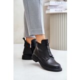 EVENTO PE1 Leather Ankle Boots With Flat Heel Warm Black Komisa | Eponuda.ba