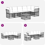  Sjedeća garnitura za vrt 7 pcs Prirodna i krema bijela - Prirodna sa stolom | shoptok.hr