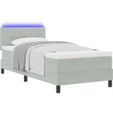 vidaXL Box Spring Krevet s Madracem & LED Rasvjetom Svjetlosiva 90x200 cm Baršun | shoptok.hr