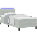 vidaXL Postelja s pomično posteljnino in LED svetlobo Svetlo siva 90x200 cm Žamet | Shoptok.si