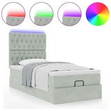 vidaXL Otomanski posteljni okvir z vzmetnicami siv 100x200cm žamet | Shoptok.si