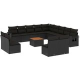  14-dijelni set vrtnih sofa s jastucima poliratan crni | shoptok.hr