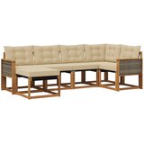 vidaXL Zunanja garnitura za sedenje z blazino 6 pcs Naravna in bež, (5000272797) | Shoptok.si