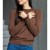 Gemre Brown soft sweater decorated with a frill Luel | Shoptok.si