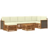 vidaXL Zunanja garnitura za sedenje z blazino 7 pcs Naravna in smetana, (5000280376) | Shoptok.si