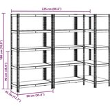 vidaXL Trpežen regal 5-nadstropni 3 kosi srebrno jeklo in inž. les | Shoptok.si