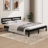vidaXL posteljni okvir iz trdne borovine 150x200 cm črn 5FT | Shoptok.si