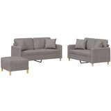  3-dijelni set sofa s jastucima smeđesivi od tkanine | shoptok.hr