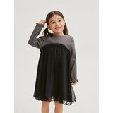 Reserved - Haljina s donjim dijelom od tila - tamnosivo | shoptok.hr