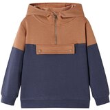 vidaXL Otroški pulover s kapuco in polovično zadrgo antracit in konjak 104 | Shoptok.si