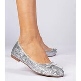 Gemre Silver women's glitter ballet flats with a bow Vellas | shoptok.hr