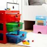 Lego polica sa 3 fioke i podlogom za gradnju – crvena | ePonuda.com
