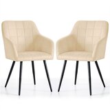 AKORD Luxano Kvadratno Prešiti Oblazinjeni Jedilni Stoli, Komplet 2 Stolov, Bež, Črne Noge, (5000333479) | Shoptok.si