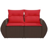  Vrtna sofa s jastucima za 2 osobe, smeđa, poliratan | shoptok.hr
