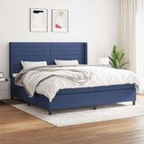  Box spring postelja z vzmetnico moder 200x200 cm blago, (20895454) Cene