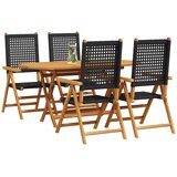  Vrtni set za objed 5 pcs Crna Čvrsto drvo akacije | Eponuda.com
