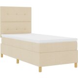  Postelja z vzmetnico z vzmetnico krema 80 x 200 cm blago, (5000141888) Slike