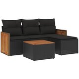  The Living Store Vrtna sedežna garnitura 5-delna z blazinami črn poli ratan - Vrtna Sedežna Garniture, (21453149) | Shoptok.si
