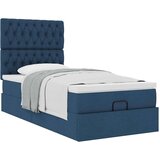 vidaXL Otomanski posteljni okvir z vzmetnico moder 90x190 cm blago, (21610197) | Shoptok.si