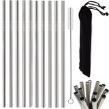  Set 10 inox ravnih kovinskih slamic za večkratno uporabo + krtačka Cene