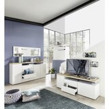 XORA nizka omarica bela, hrast sonoma | Shoptok.si