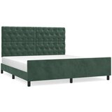  Posteljni okvir z vzglavjem temno zelen 160x200 cm žamet, (20906208) | Shoptok.si