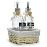 Gusto Casa 4-delni namizni set Srce Ces (za olje, kis, sol, poper) v košari, steklo, inox | Shoptok.si